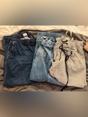 Womens Casual Drawstring Jeans - Blue and Light Blue size 18 wide leg